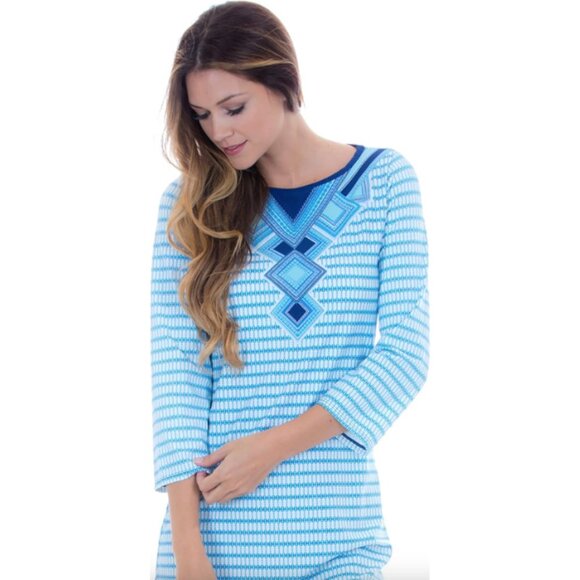 Cabana Life Geometric Shift Dress UPF 50+ 3/4 Sleeve Lightweight Breathable XS - Picture 1 of 9